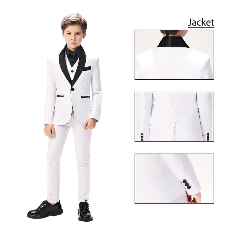 Yavakoor Boy Suit Slim Fit Suits for Kids Suits Size 10 for Boys 3 Pcs Set Boys Tuxedo,Vest,Pants for Summer Wedding - Image 3